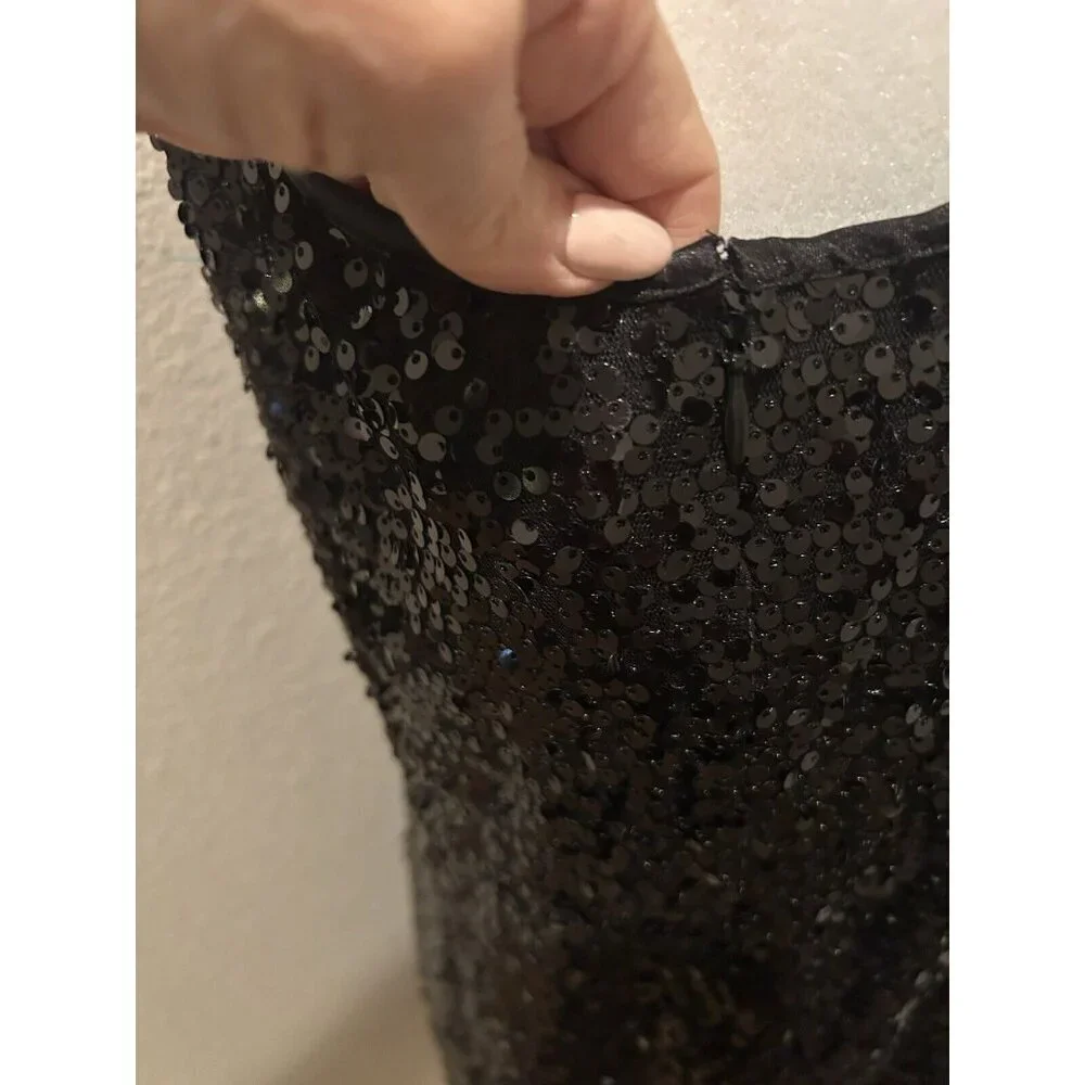 DB BLACK SEQUIN PARTY/XMAS SHIFT DRESS Size 14 Sequin - Picture 4 of 7